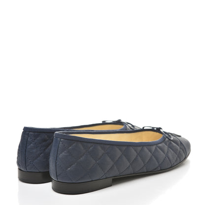 Chanel Lambskin Quilted Cap Toe Ballerina Flats 41 Navy 4 of 12