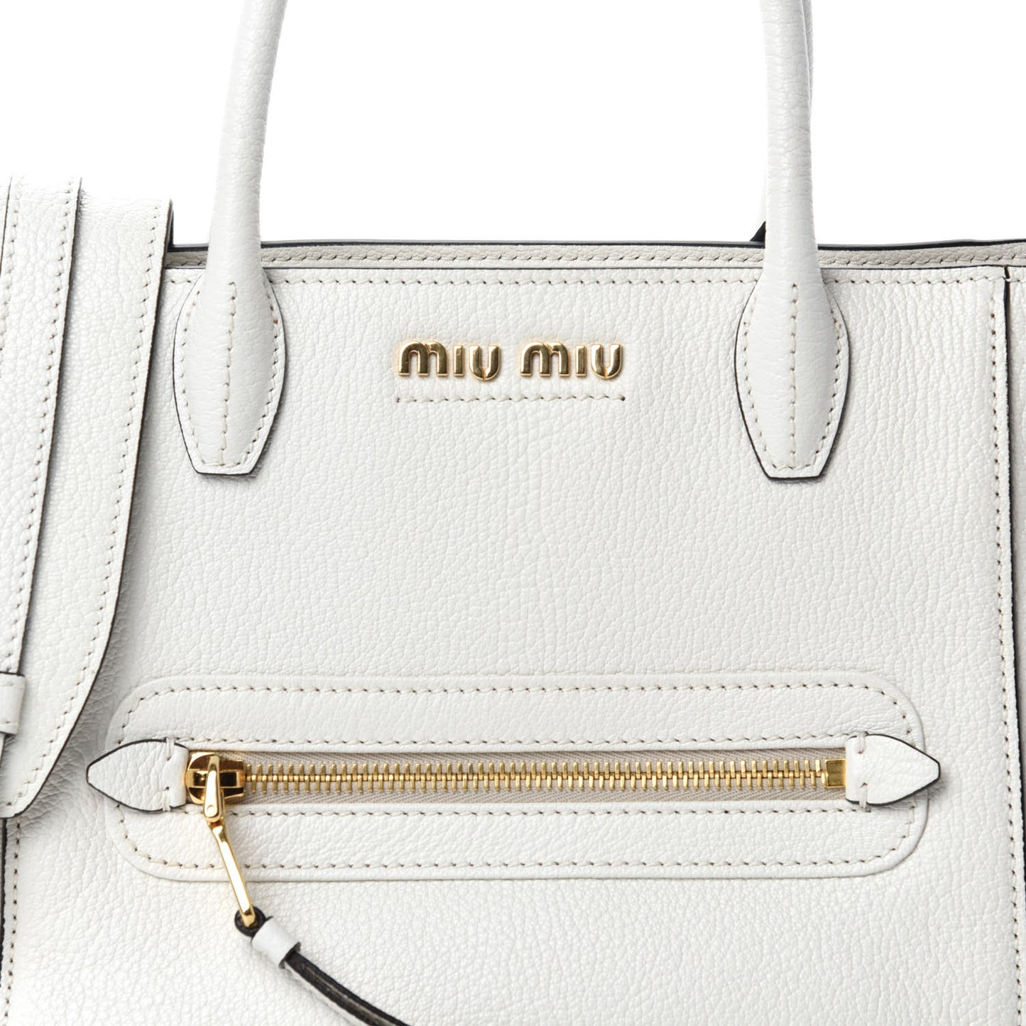 Goatskin Madras Zip Tote White