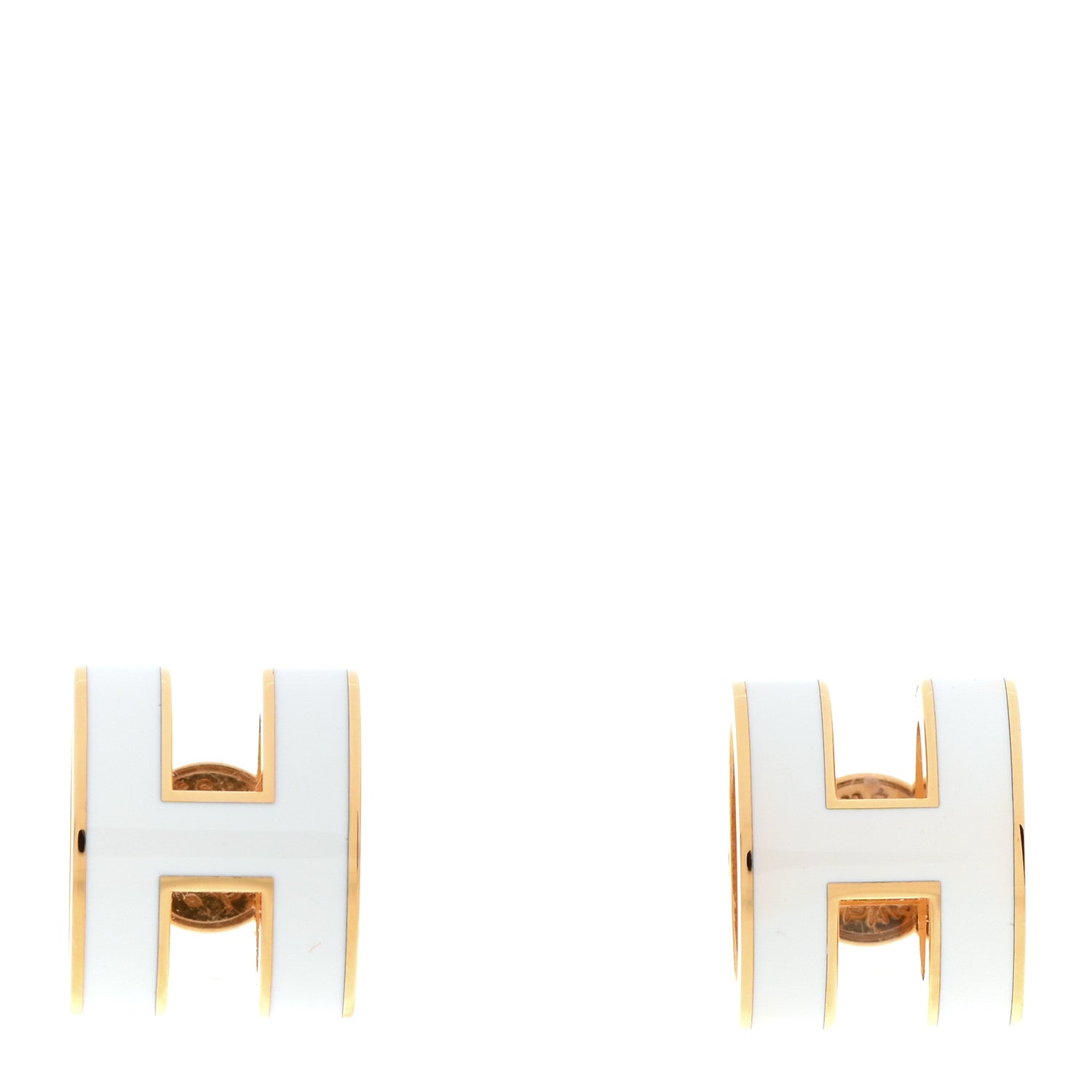 Hermes Gold Lacquered Pop H Earrings White 1 of 7