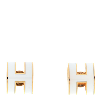 Hermes Gold Lacquered Pop H Earrings White 1 of 7
