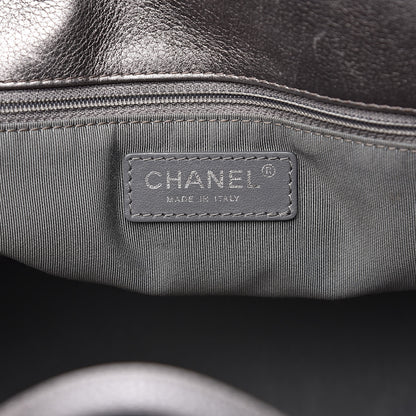 Chanel Metallic Grained Calfskin Quilted Large Casual Pocket Bowling Bag Silver 6 of 12