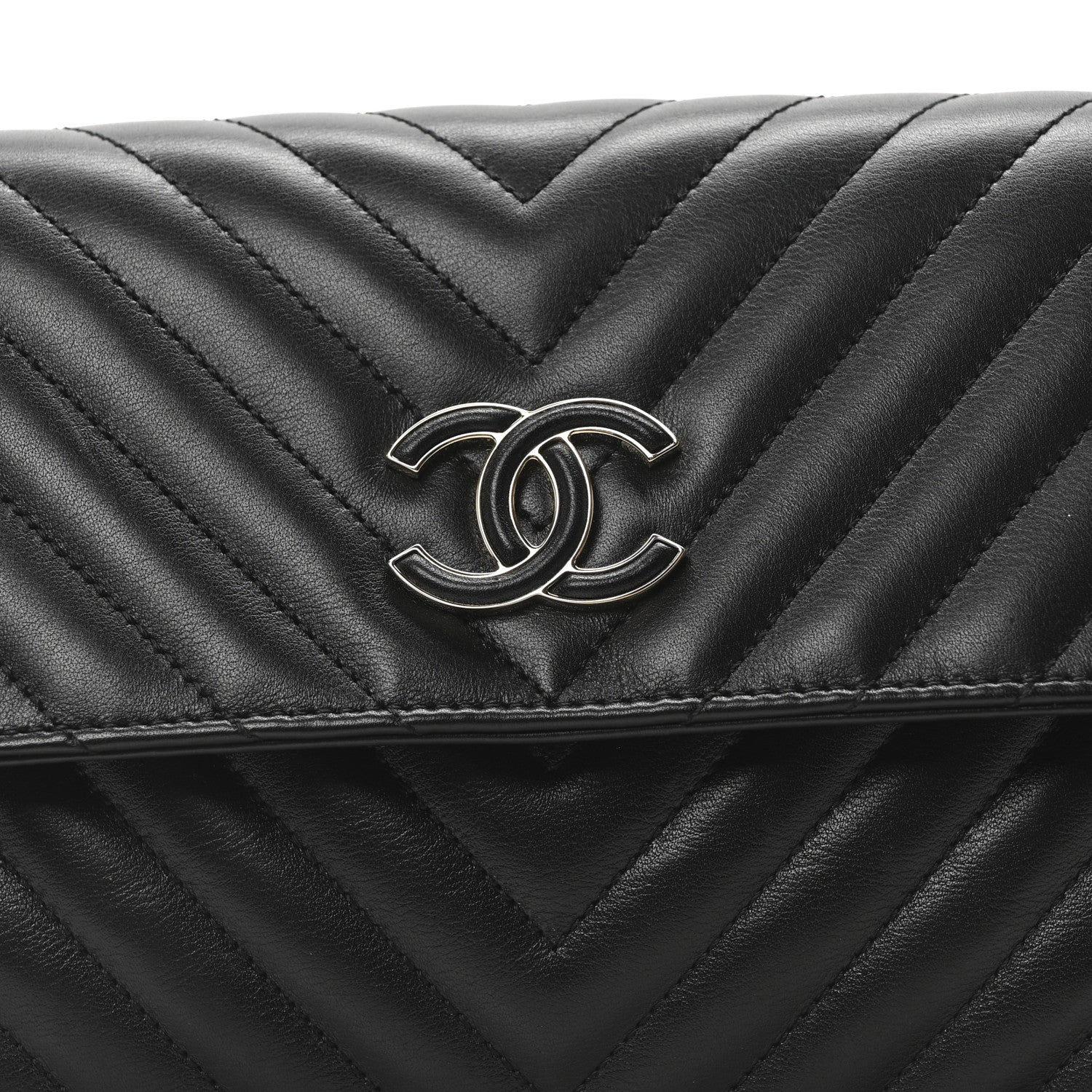 Chanel Calfskin Quilted Daily Chevron Clutch Black 8 of 10