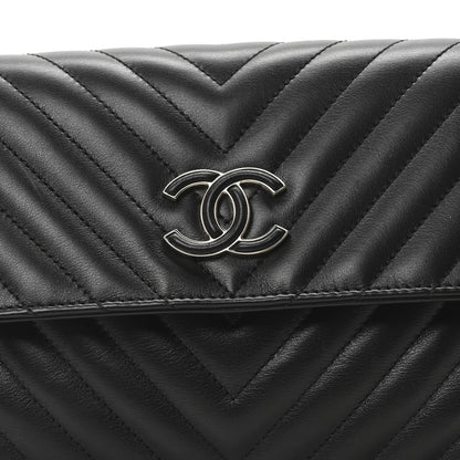 Chanel Calfskin Quilted Daily Chevron Clutch Black 8 of 10