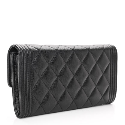 Chanel Caviar Quilted Large Boy Gusset Flap Wallet Black 3 of 9