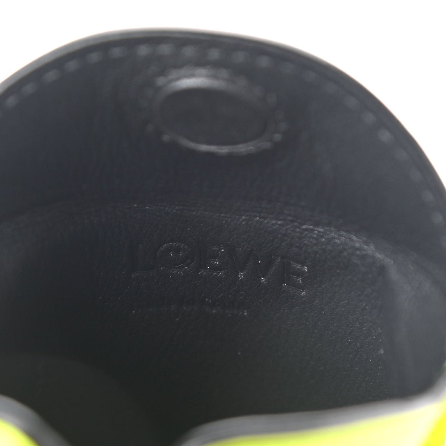 Smooth Calfskin Smiley Face Gate Pocket Neon Yellow