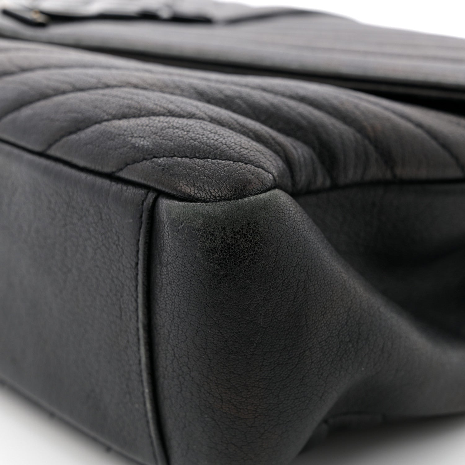 Saint Laurent Sheepskin Matelasse Chevron Monogram Large College Satchel Black 13 of 13