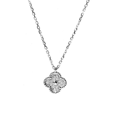 Van Cleef & Arpels 18K White Gold Diamond Sweet Alhambra Pendant Necklace 3 of 6
