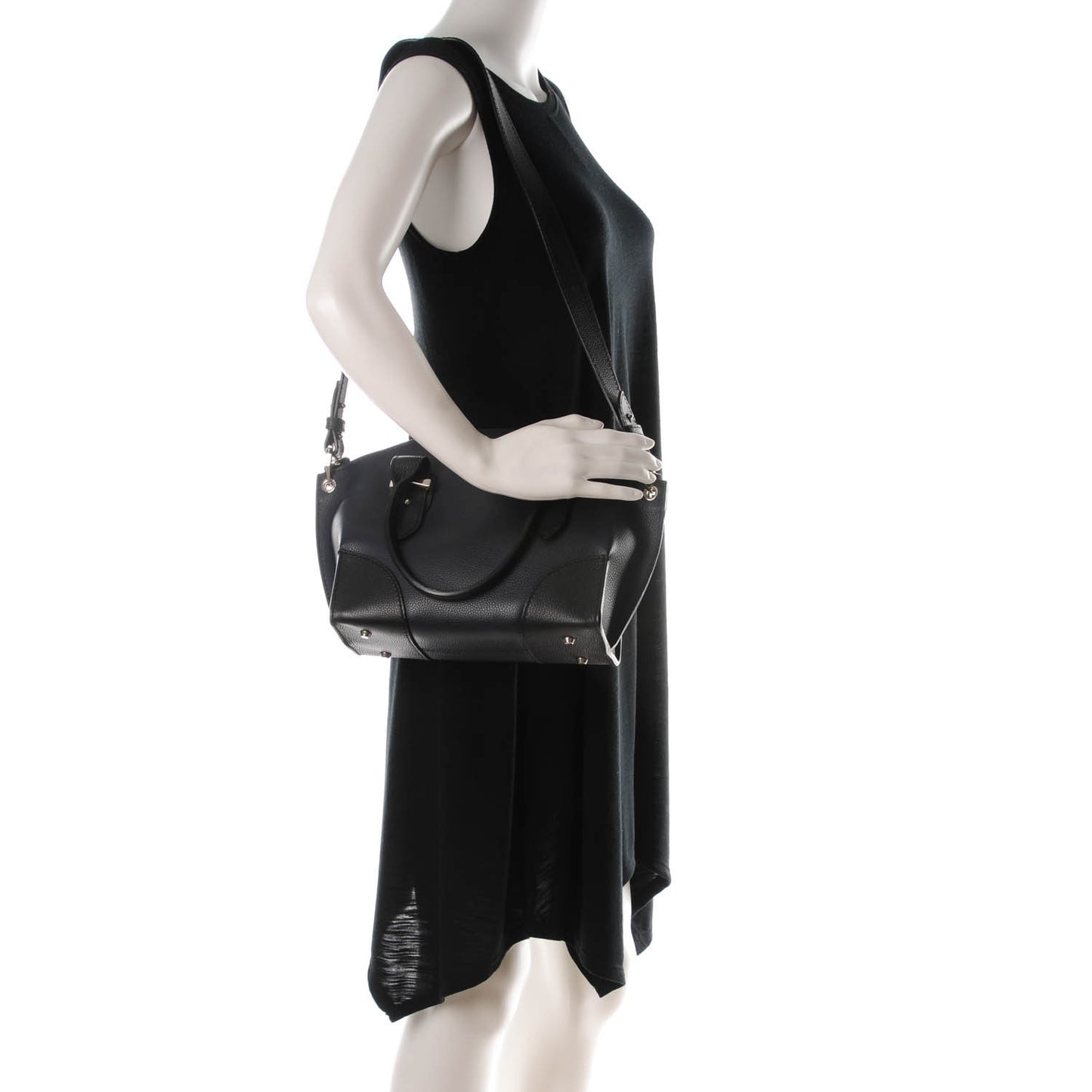 Grained Calfskin Small Bi-Color Legend Satchel Navy Black