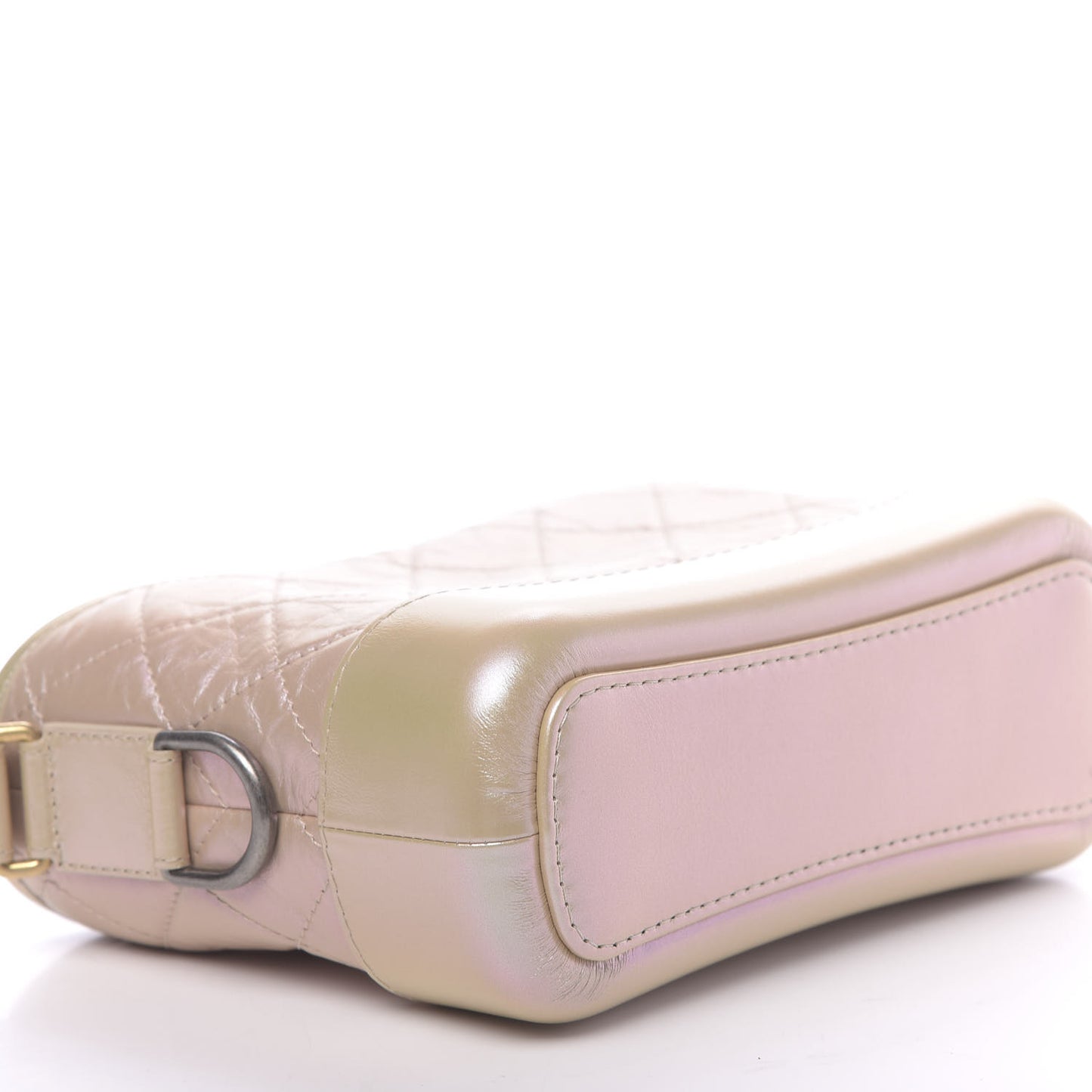 Iridescent Aged Calfskin Quilted Small Gabrielle Hobo Light Pink