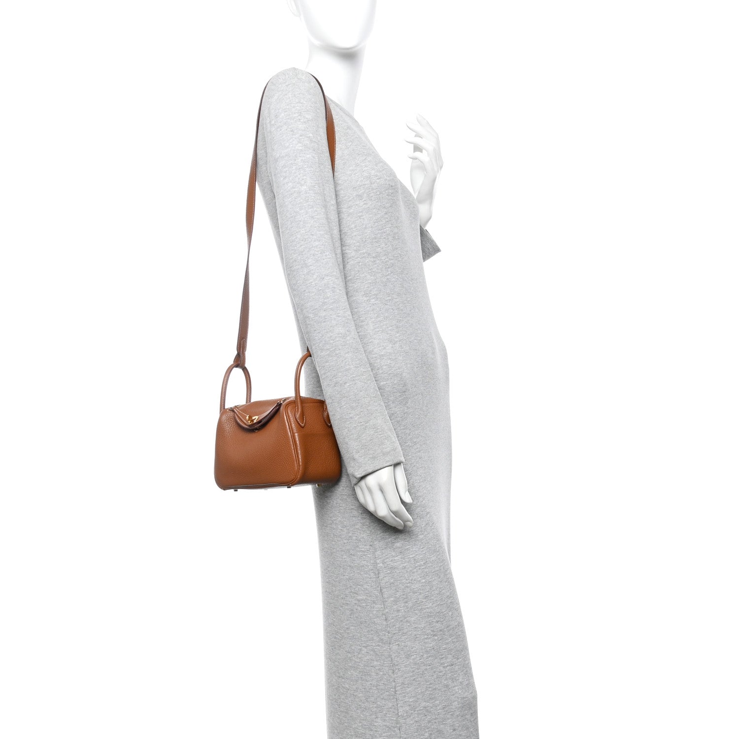 Hermes Taurillon Clemence Mini Lindy 20 Gold 2 of 12