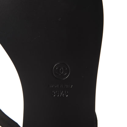 Chanel Suede Pearl Thong Sandals 39.5 Black 9 of 10