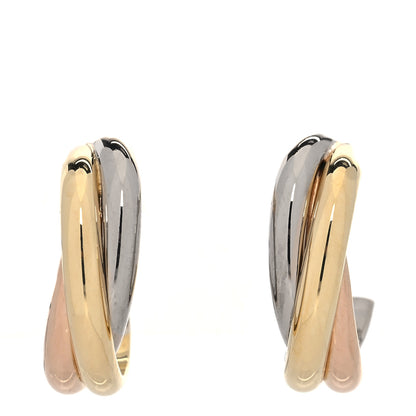 Cartier 18K Pink Yellow White Gold Small Trinity Hoop Earrings 1 of 6
