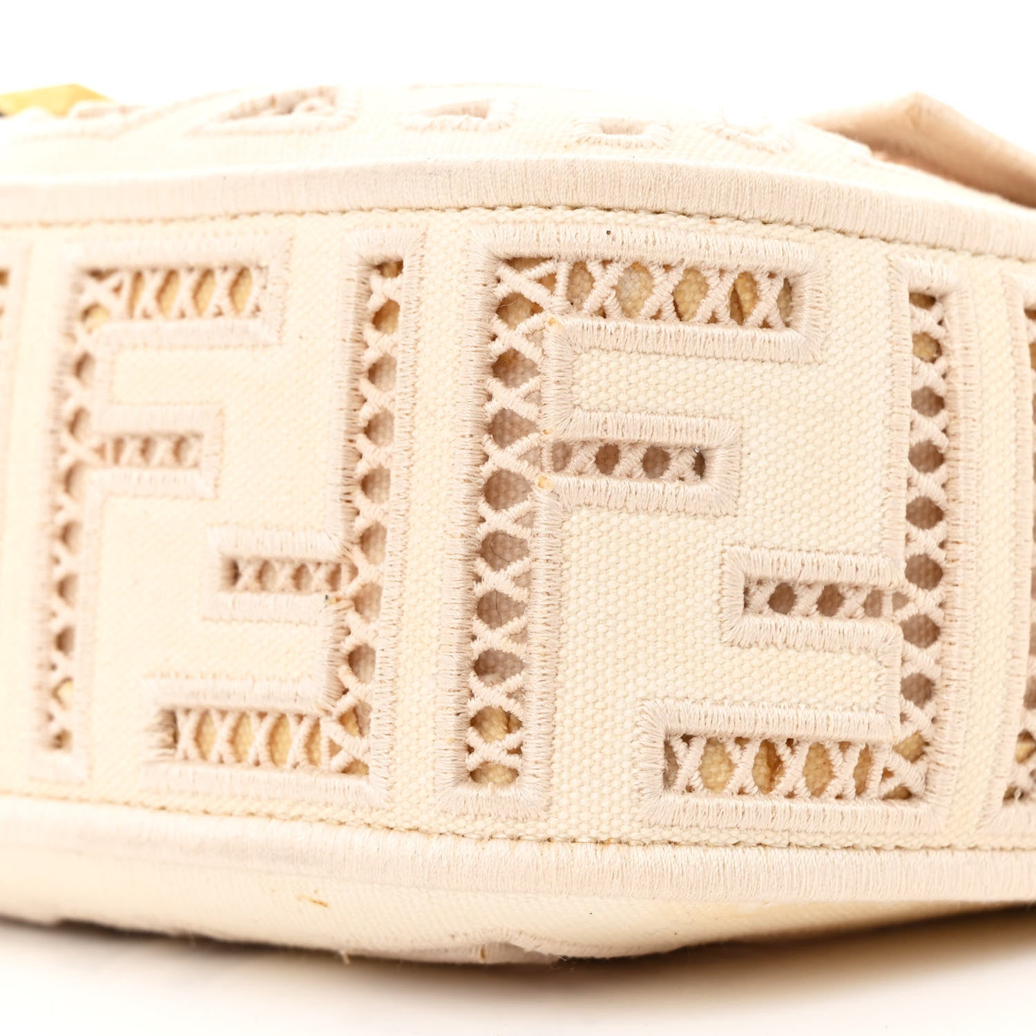 Fendi Canvas Cuoio Agata FF Ajour Embroidered Baguette Grezzo Cuoio 11 of 11