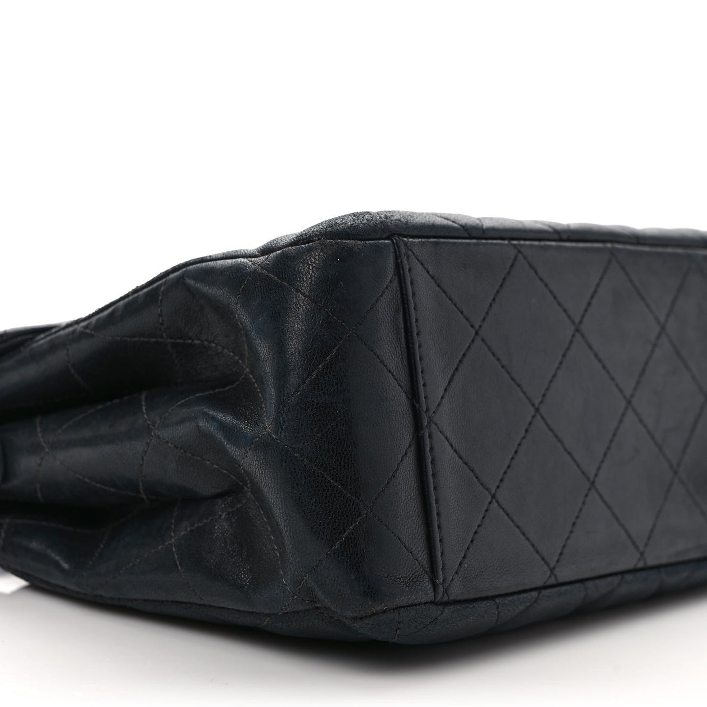 Lambskin Quilted CC Flap Shoulder Bag Navy