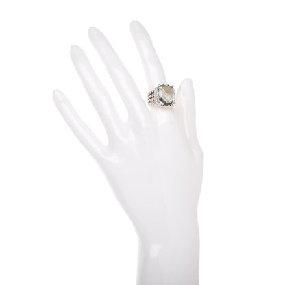 David Yurman Sterling Silver Diamond Prasiolite 16mm Wheaton Ring 53 6.5 2 of 9