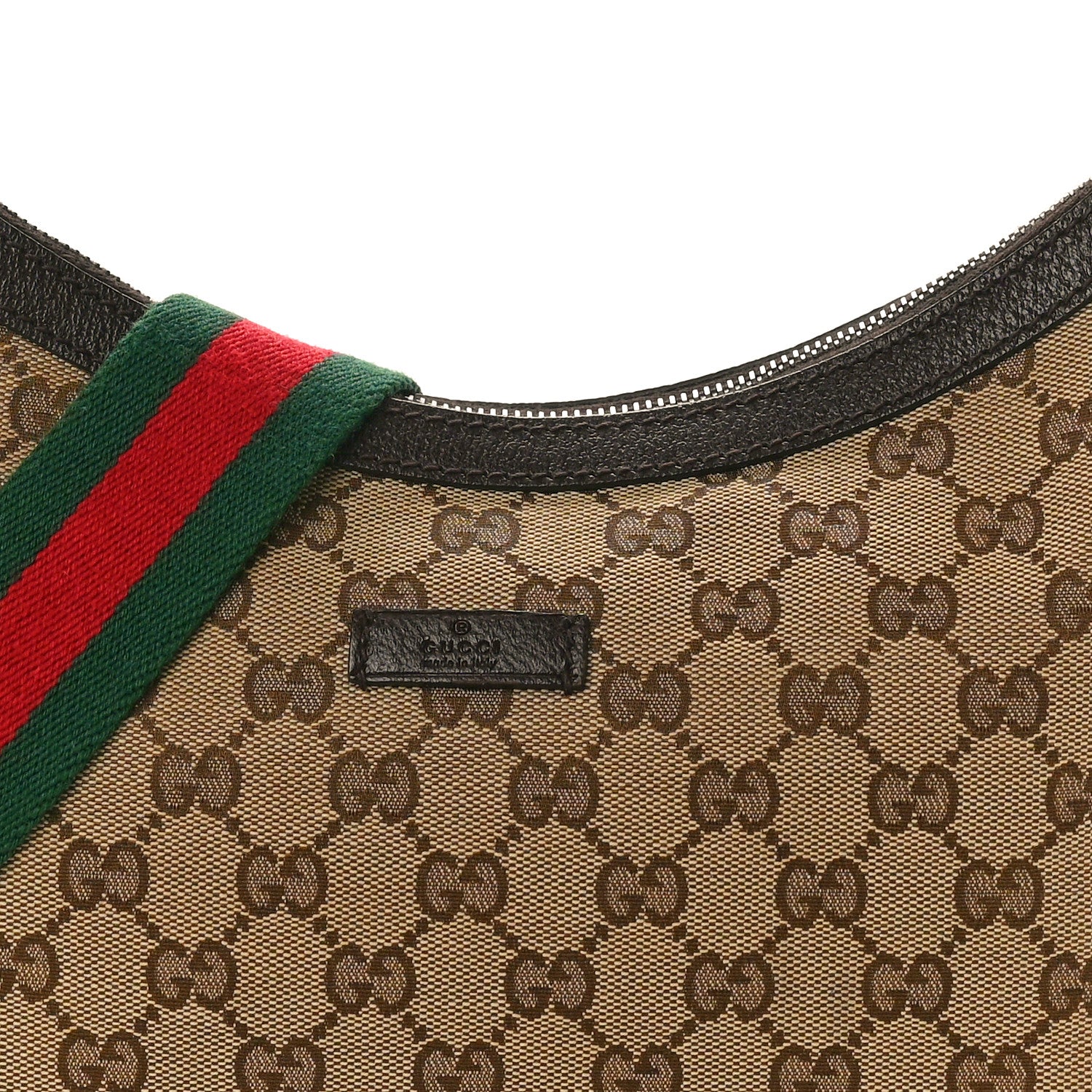 Gucci Monogram Web Medium Half Moon Hobo Dark Brown 8 of 10