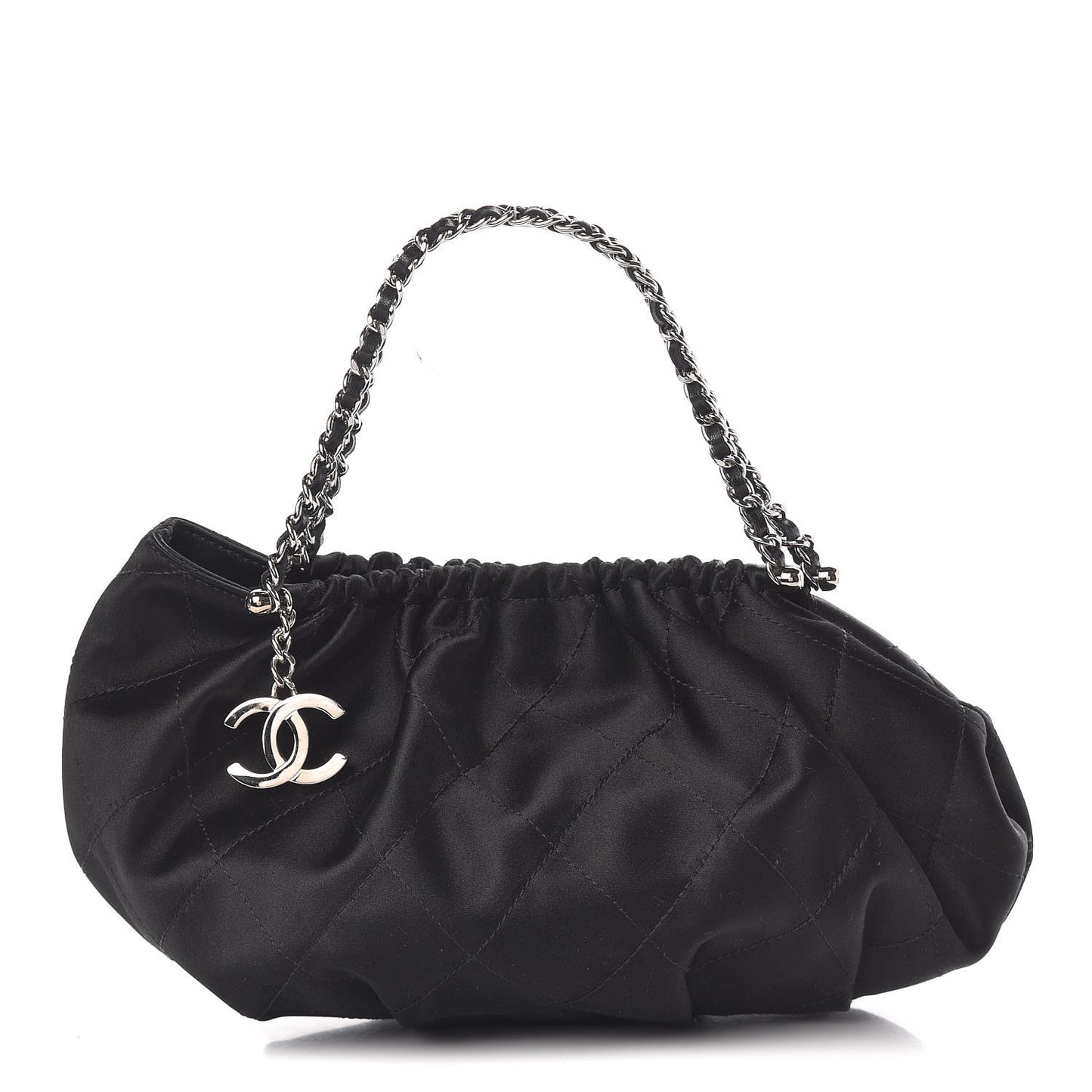 Satin Frame Top CC Small Evening Bag Black