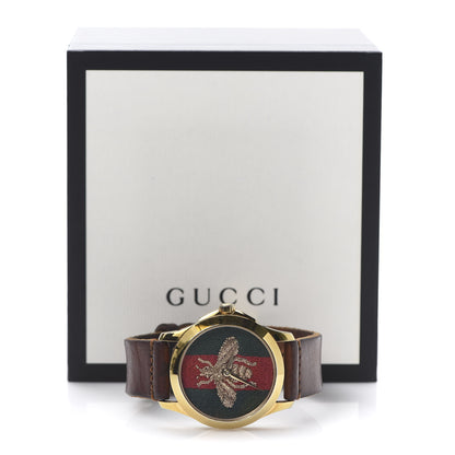 Gucci Stainless Steel Calfskin 38mm Le Marché Des Merveilles Bee Quartz Watch 8 of 8