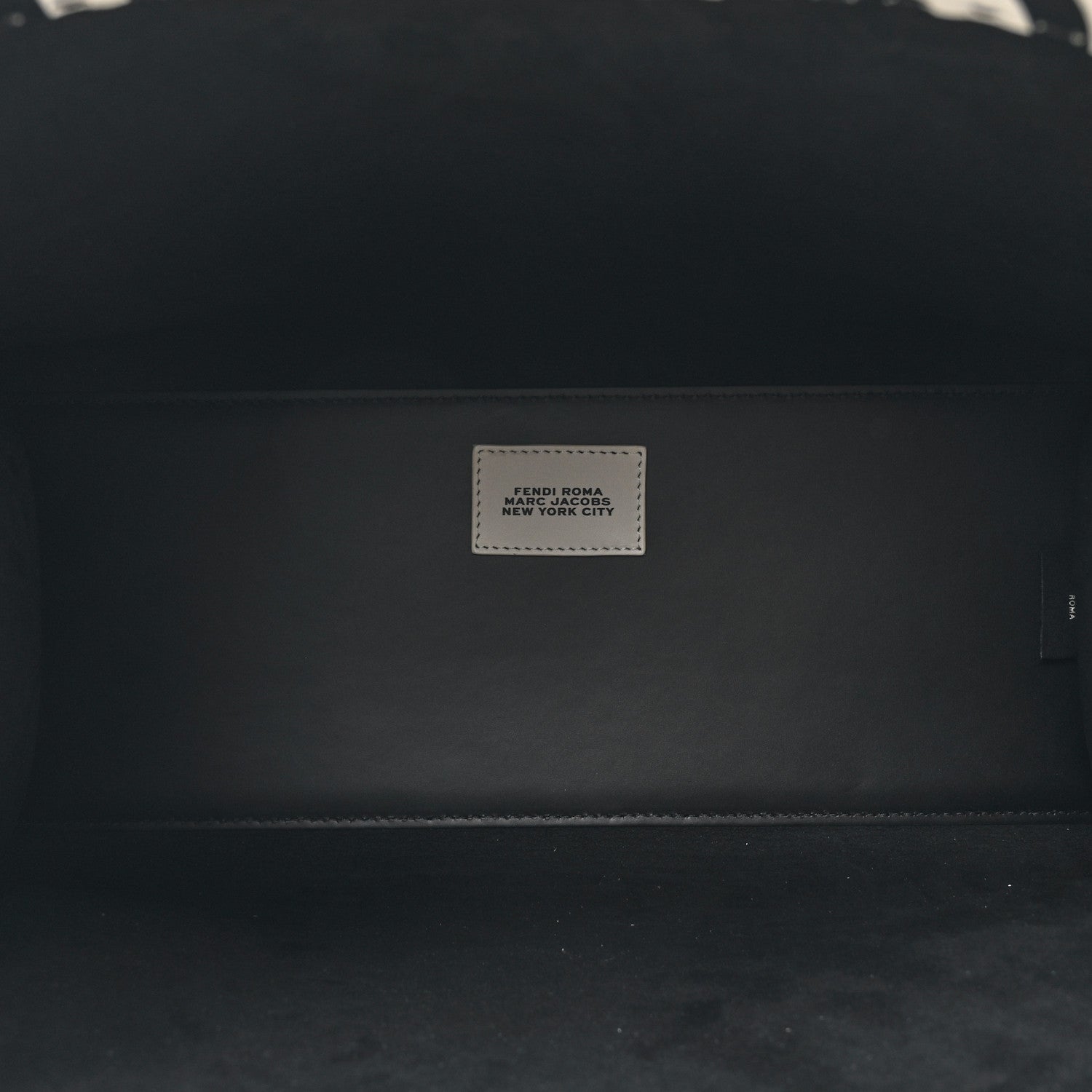 Fendi X MARC JACOBS Vitello King Logo Print Medium Fendi Sunshine Shopper Tote Black White 5 of 9