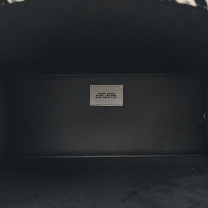 Fendi X MARC JACOBS Vitello King Logo Print Medium Fendi Sunshine Shopper Tote Black White 5 of 9