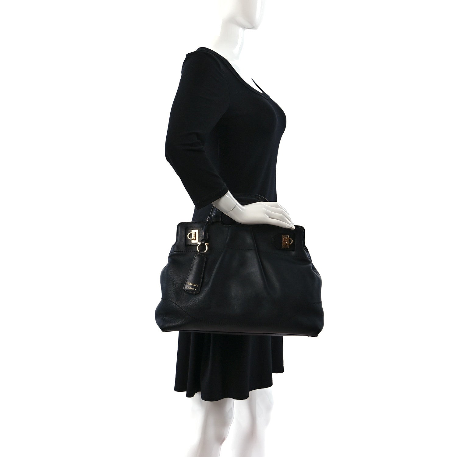 Salvatore Ferragamo Calfskin Wanda Tote Black 2 of 10