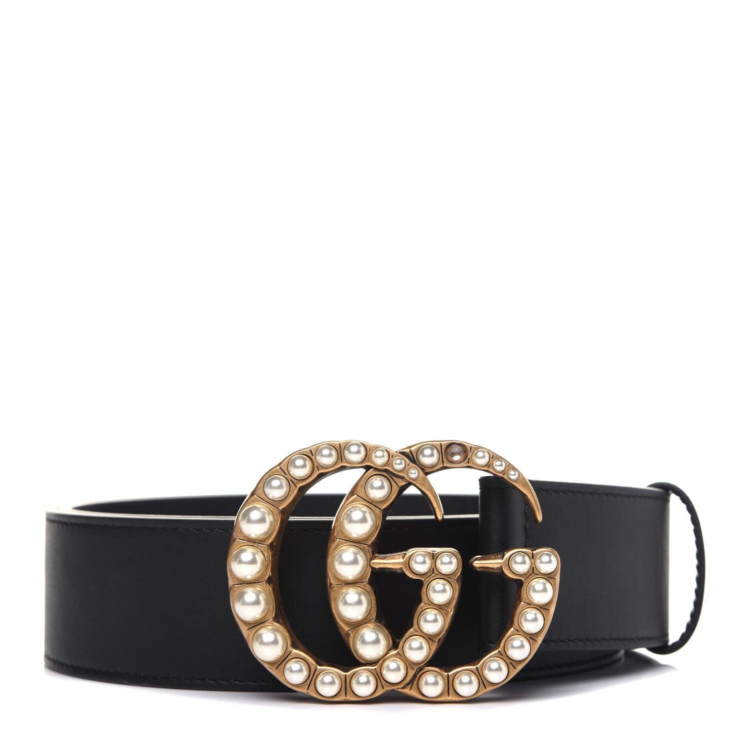 Gucci Moon Calfskin Pearl Double G 40mm Belt 95 38 Black Cream 1 of 8