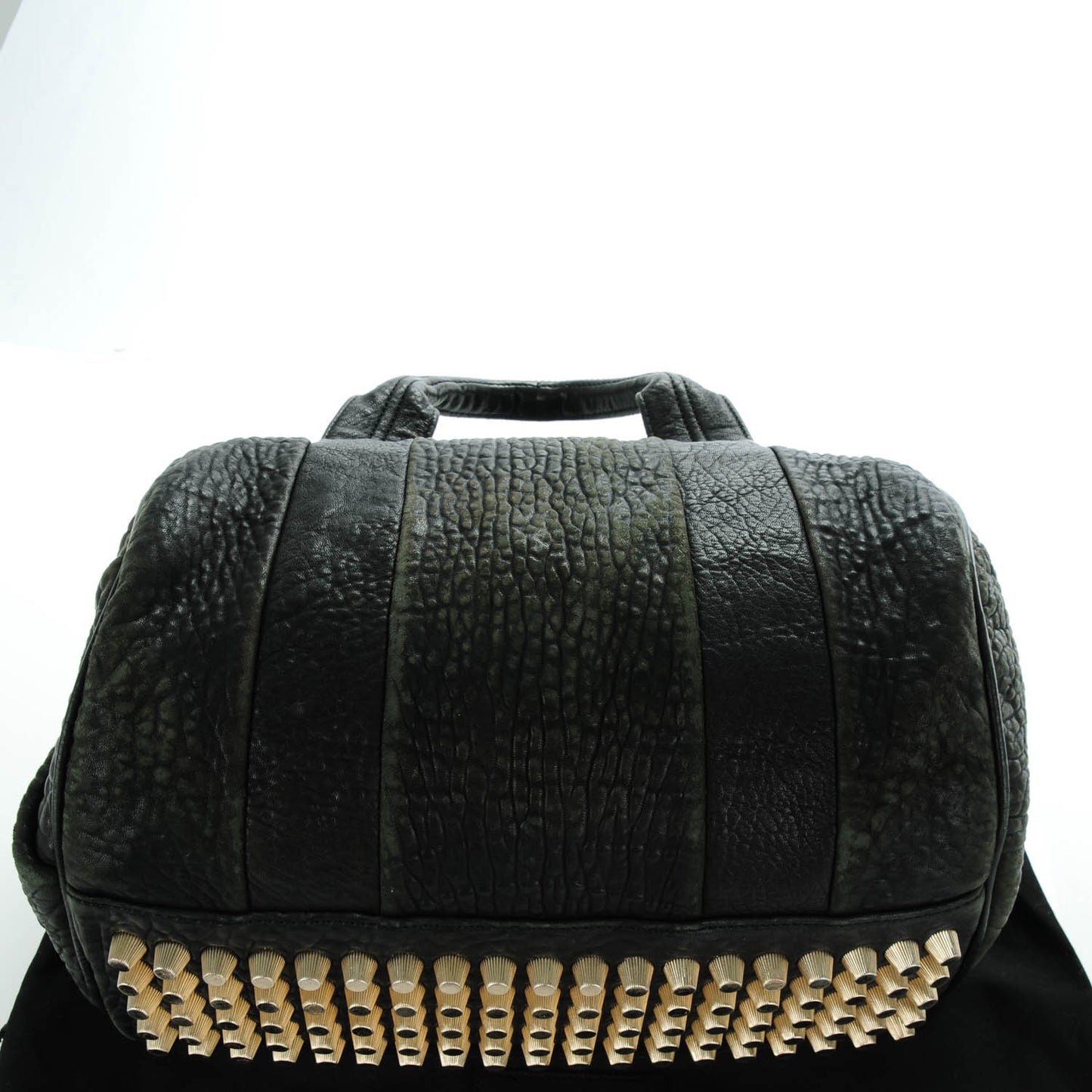 Pebbled Lambskin Rocco Duffel Black Pale Gold Hardware