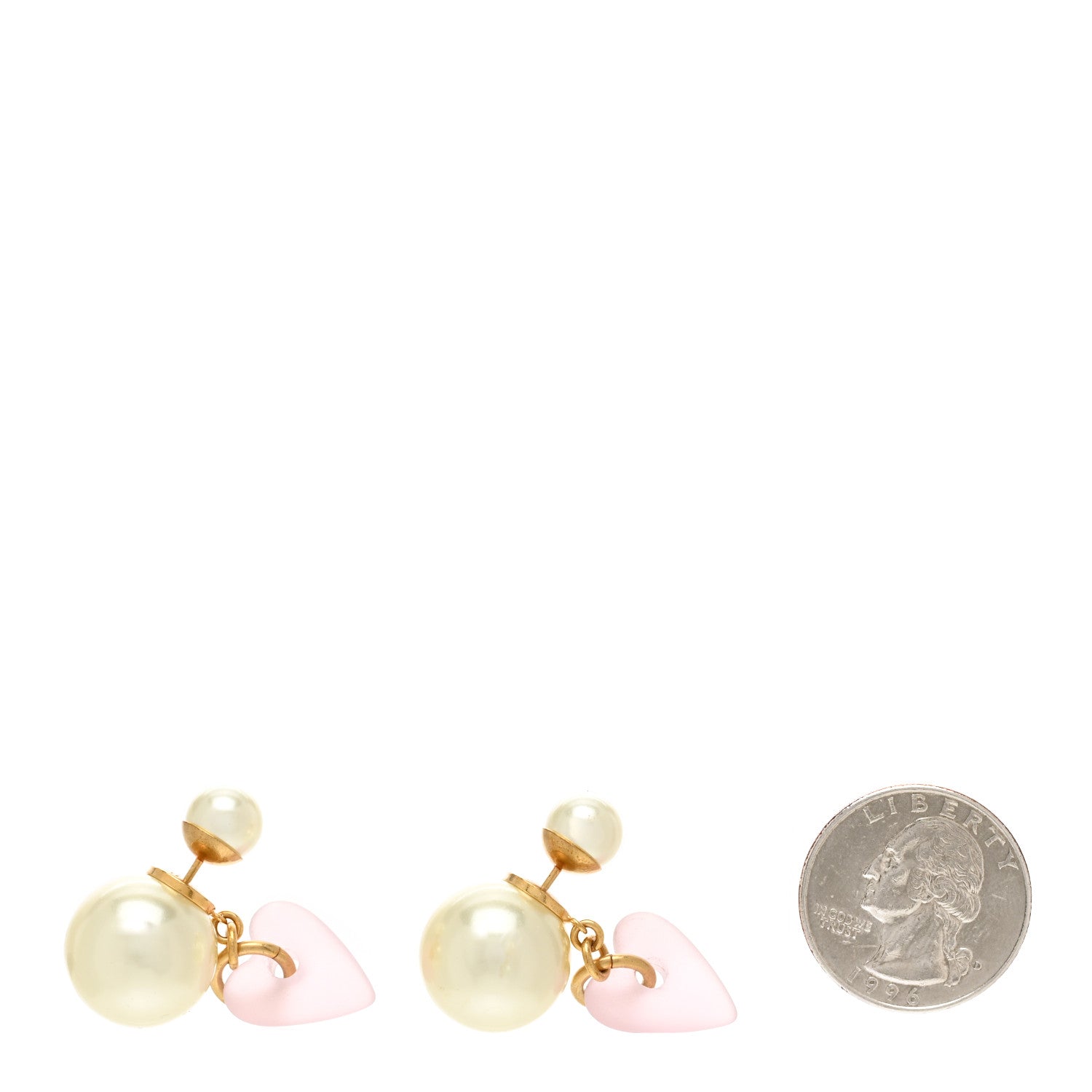 Christian Dior Pearl Heart Dioramour Tribal Earrings Gold Pink 2 of 4