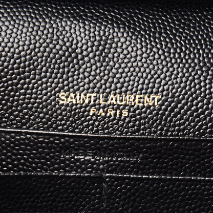 Saint Laurent Grain De Poudre Matelasse Chevron Monogram Chain Wallet Black 8 of 9