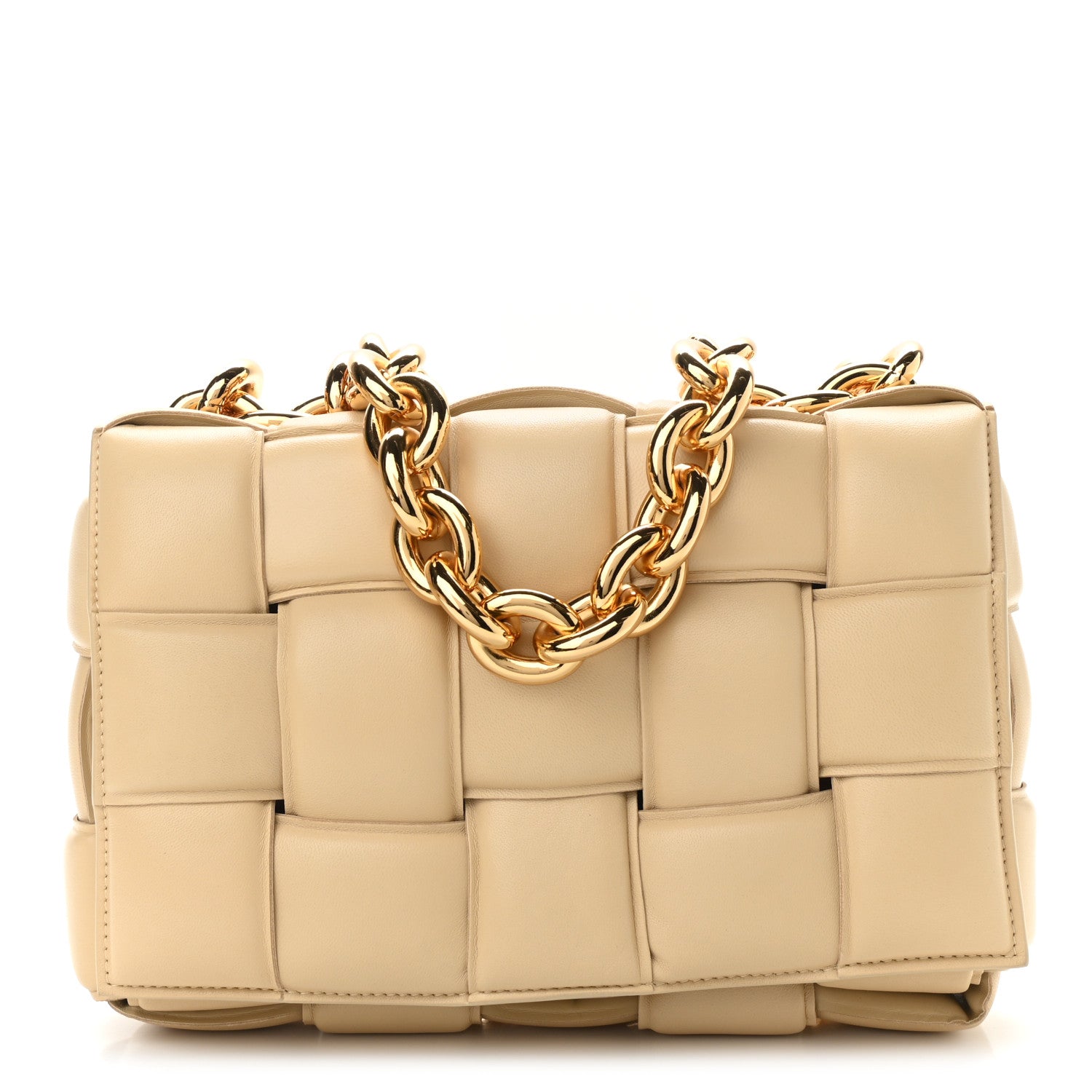 Bottega Veneta Lambskin Maxi Intreccio Padded Chain Cassette Crossbody Bag Porridge 1 of 9