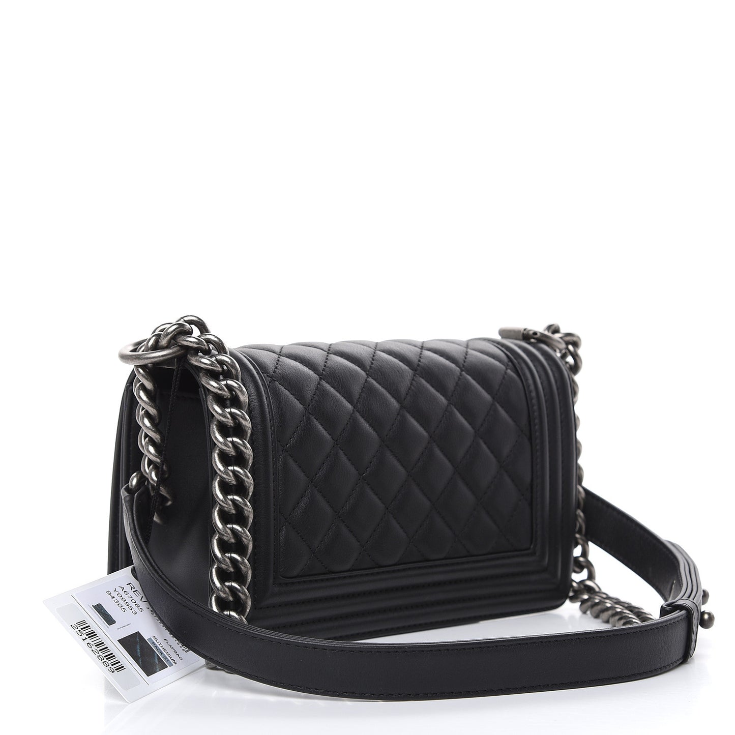 Calfskin Quilted Small Boy Flap Black