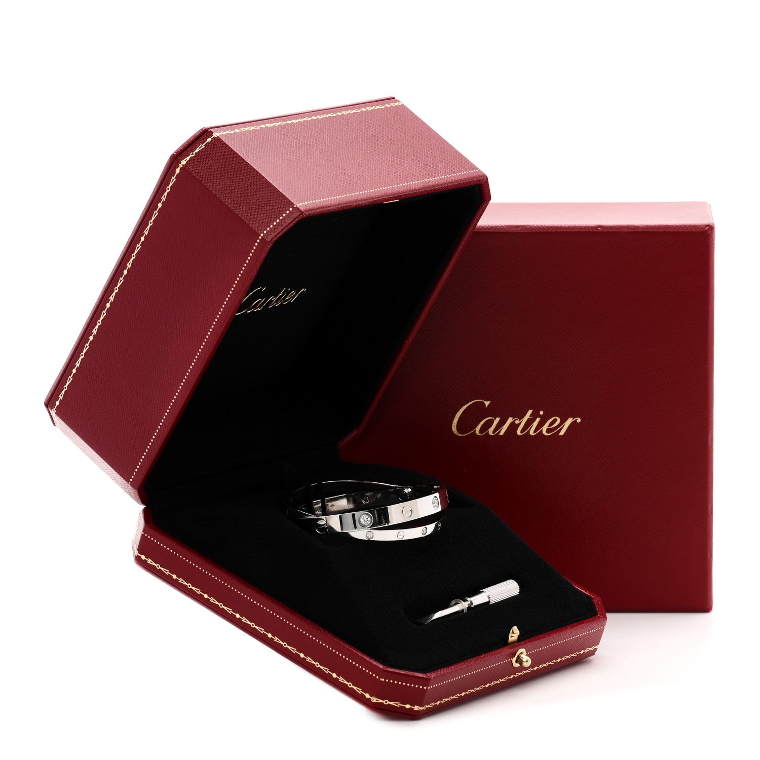 Cartier 18K White Gold 12 Diamond Double LOVE Bracelet 16 9 of 9