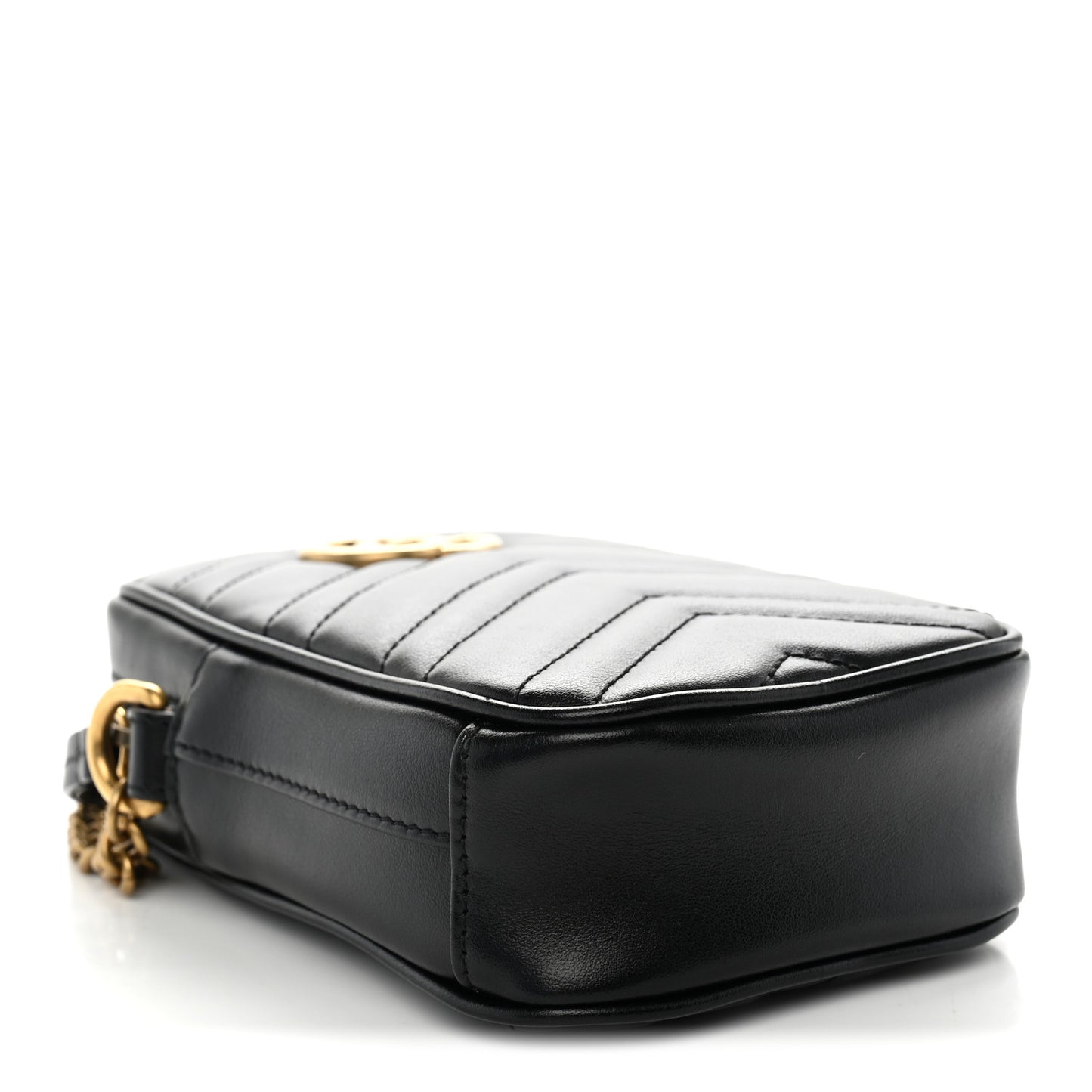 Calfskin Matelasse Mini GG Marmont Crossbody Bag Black
