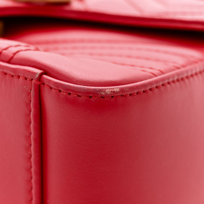 Gucci Calfskin Matelasse Mini GG Marmont Top Handle Shoulder Bag Hibiscus Red 11 of 13