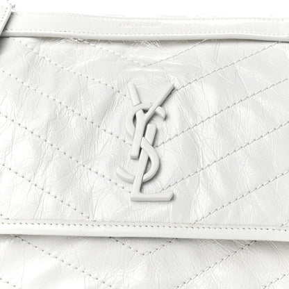 Saint Laurent Crinkled Calfskin Matelasse Monogram Medium Niki Chain Satchel Pearl White 10 of 10