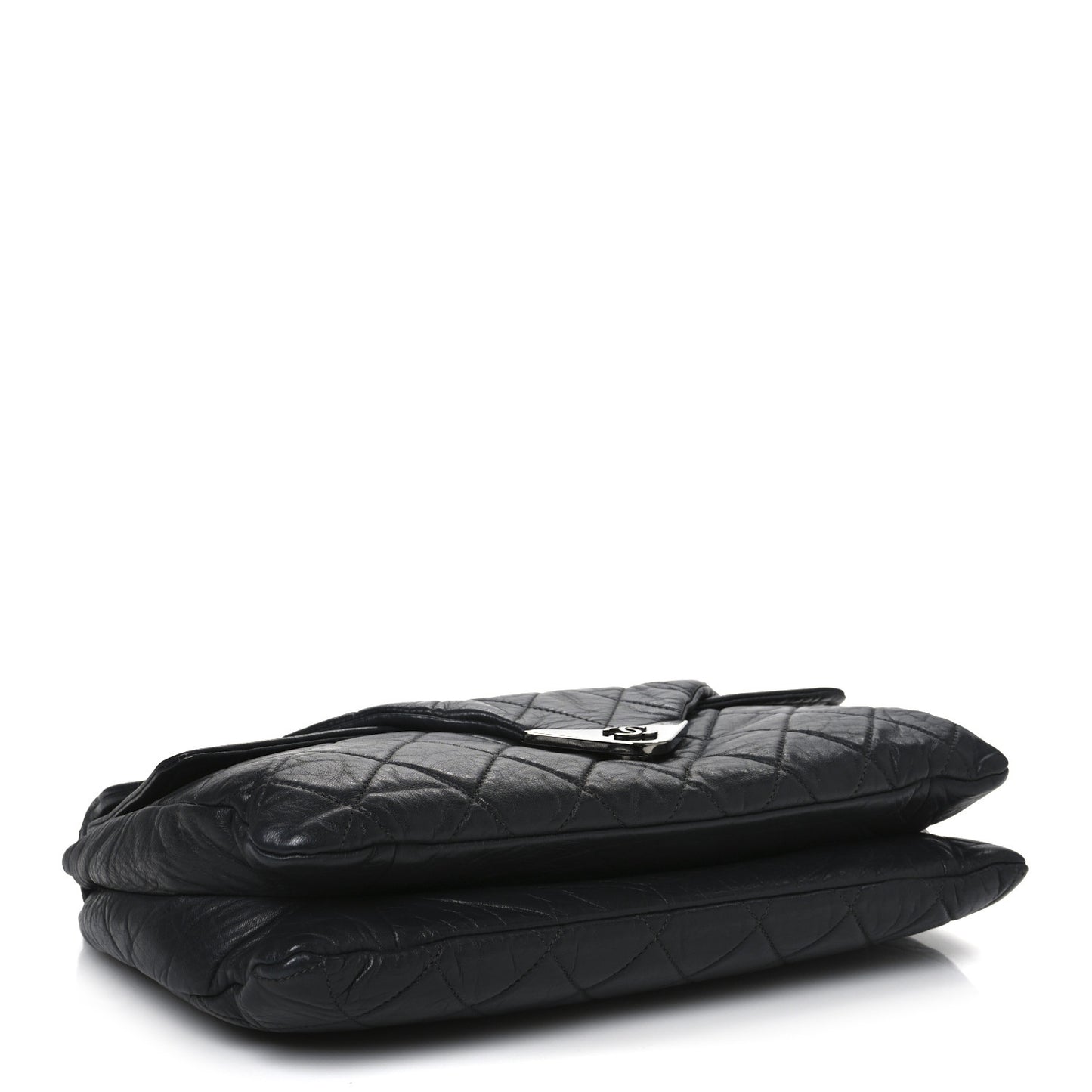 Lambskin Quilted Padded Envelope Flap Black