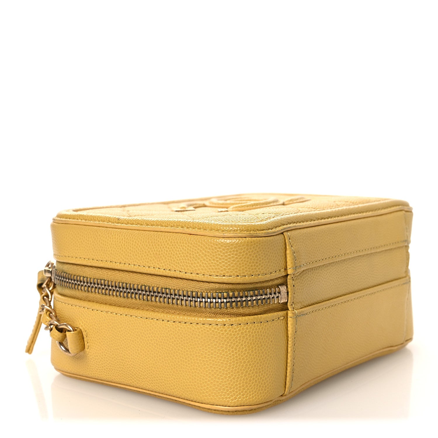 Chanel Caviar Quilted Small CC Filigree Vanity Case Yellow 4 of 13