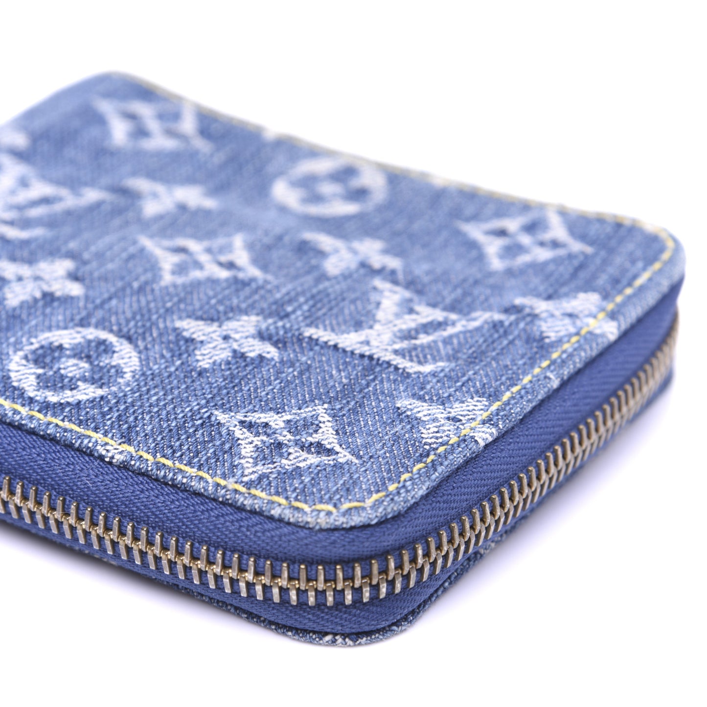 Denim Zip Compact Wallet Blue