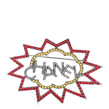 Chanel Ruthenium Crystal CC Brooch Red Yellow 1 of 3