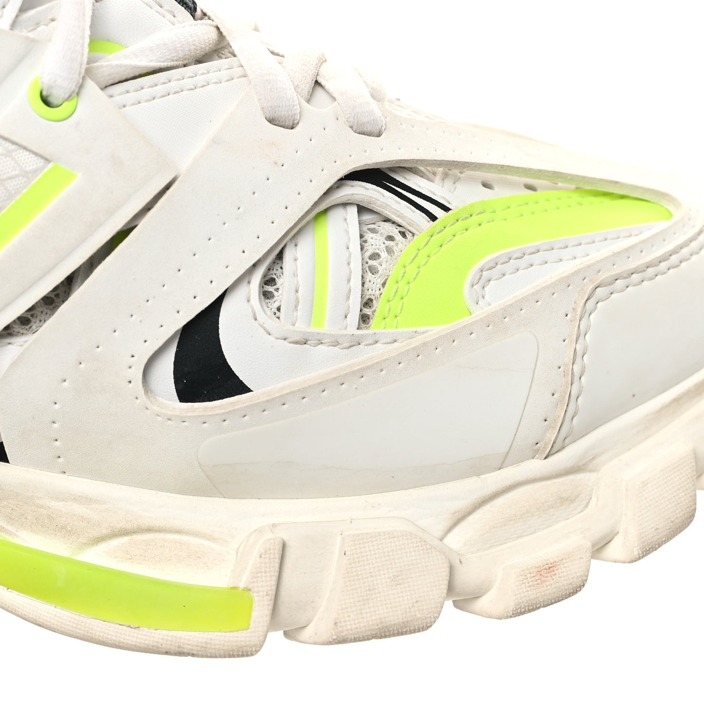Mesh Worn Out Mens Track Sneakers 39 White Fluo Yellow