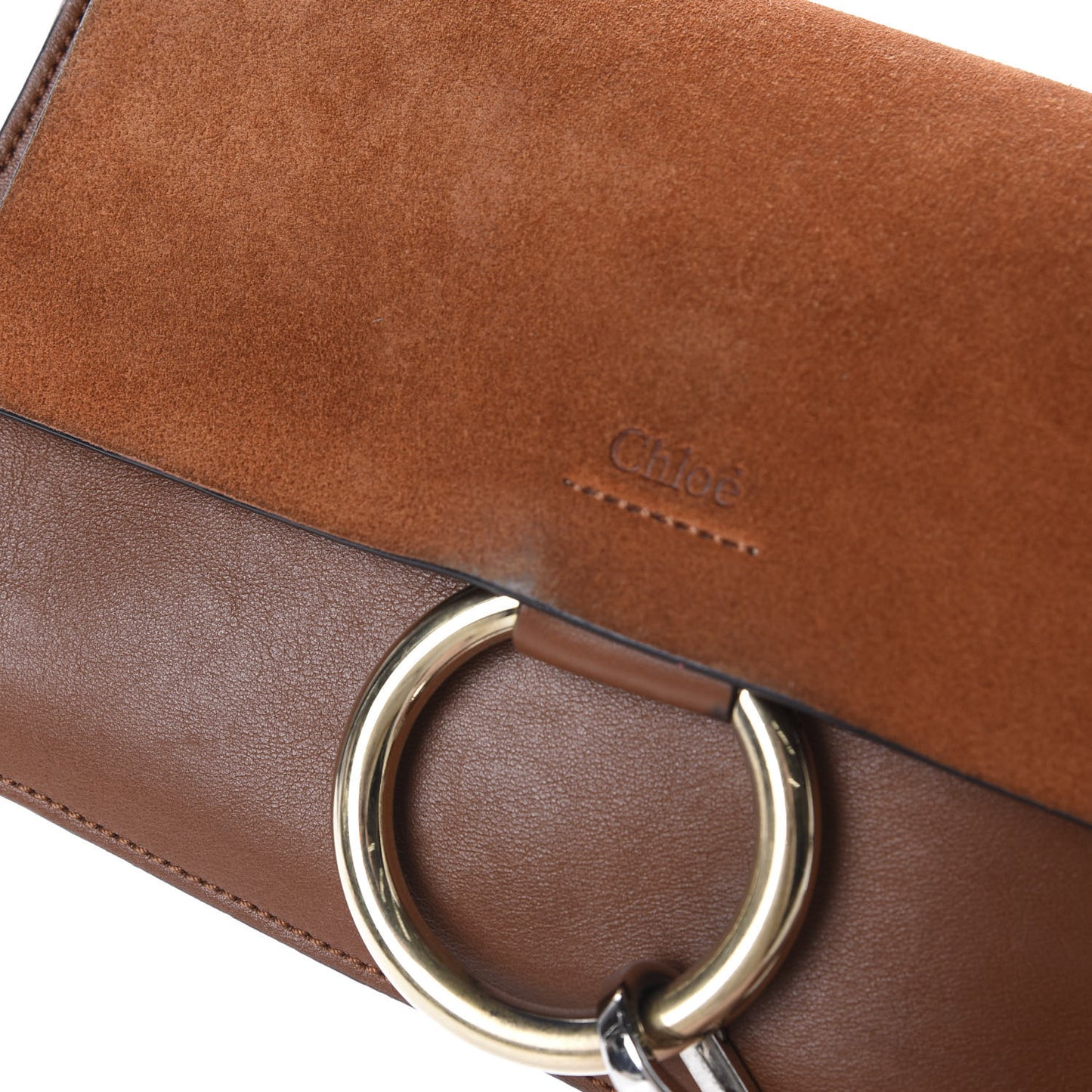 Suede Calfskin Small Faye Shoulder Bag Tobacco