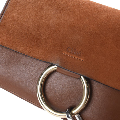 Chloe Suede Calfskin Small Faye Shoulder Bag Tobacco 9 of 11