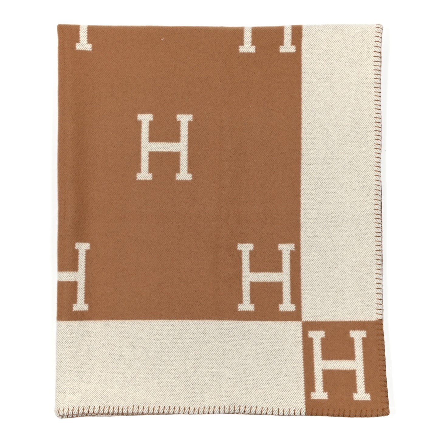 Wool Cashmere Avalon Blanket Ecru Camel