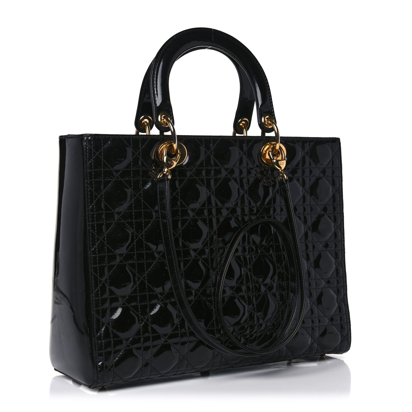 Patent Cannage Large Lady Dior Black