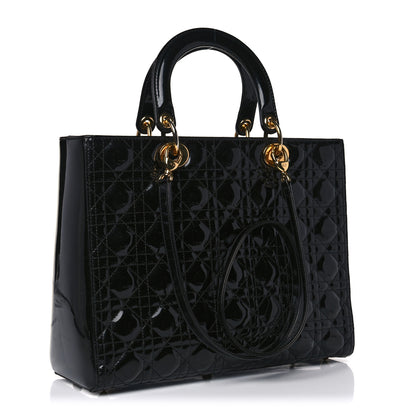 Christian Dior Patent Cannage Large Lady Dior Black 3 of 12