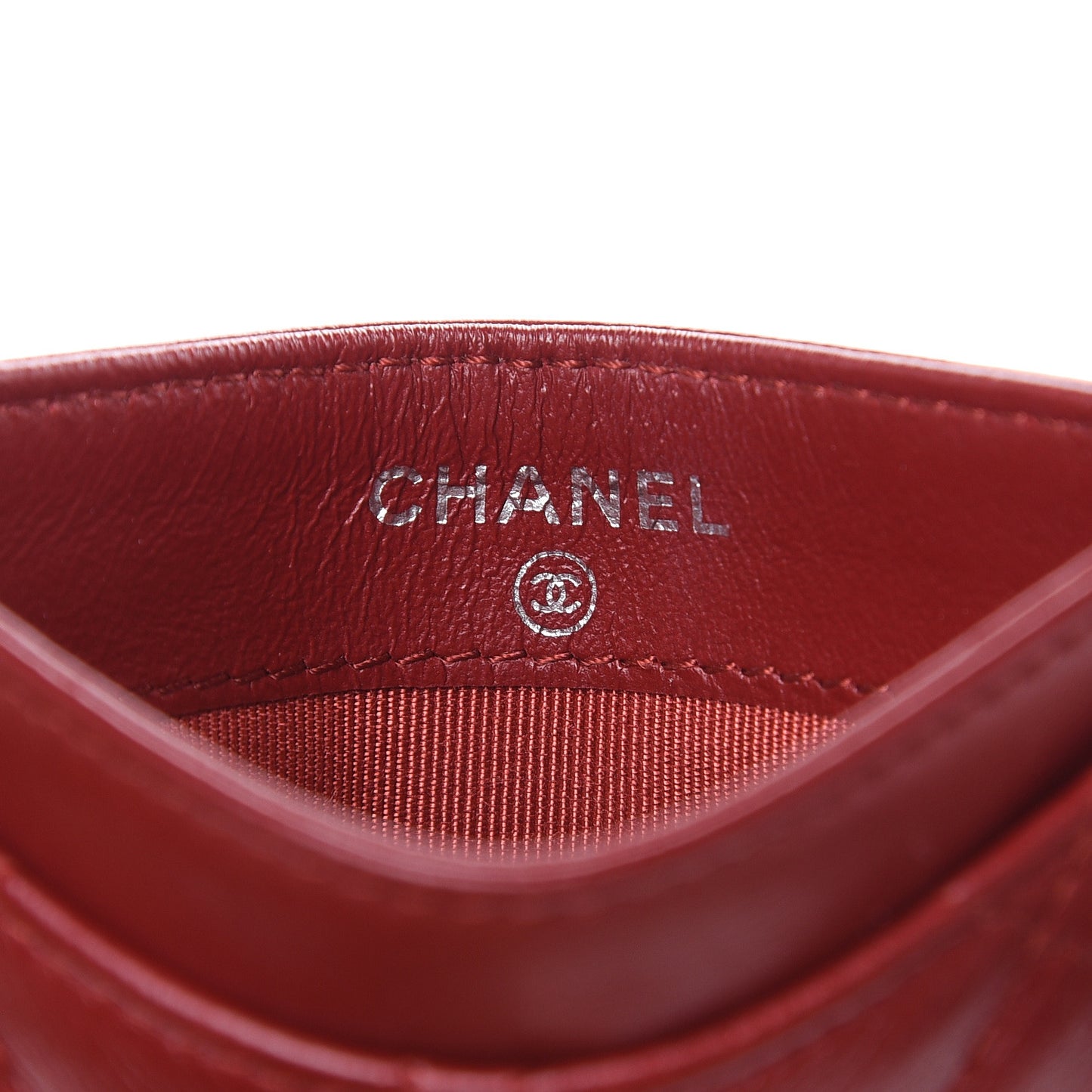Lambskin Quilted Card Holder Red