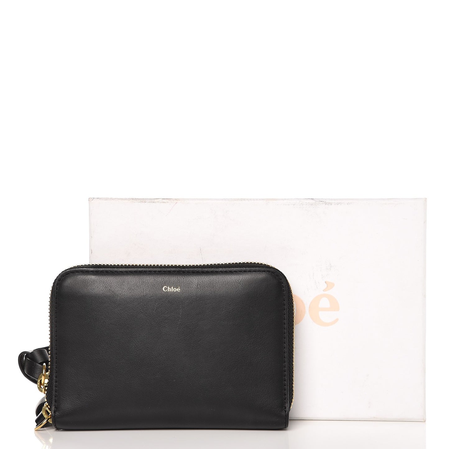 Lambskin Alphabet Zip Around Compact Wallet Black