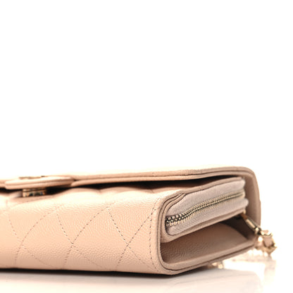 Chanel Caviar Quilted Phone Holder Wallet on Removable Chain Light Beige 13 of 15