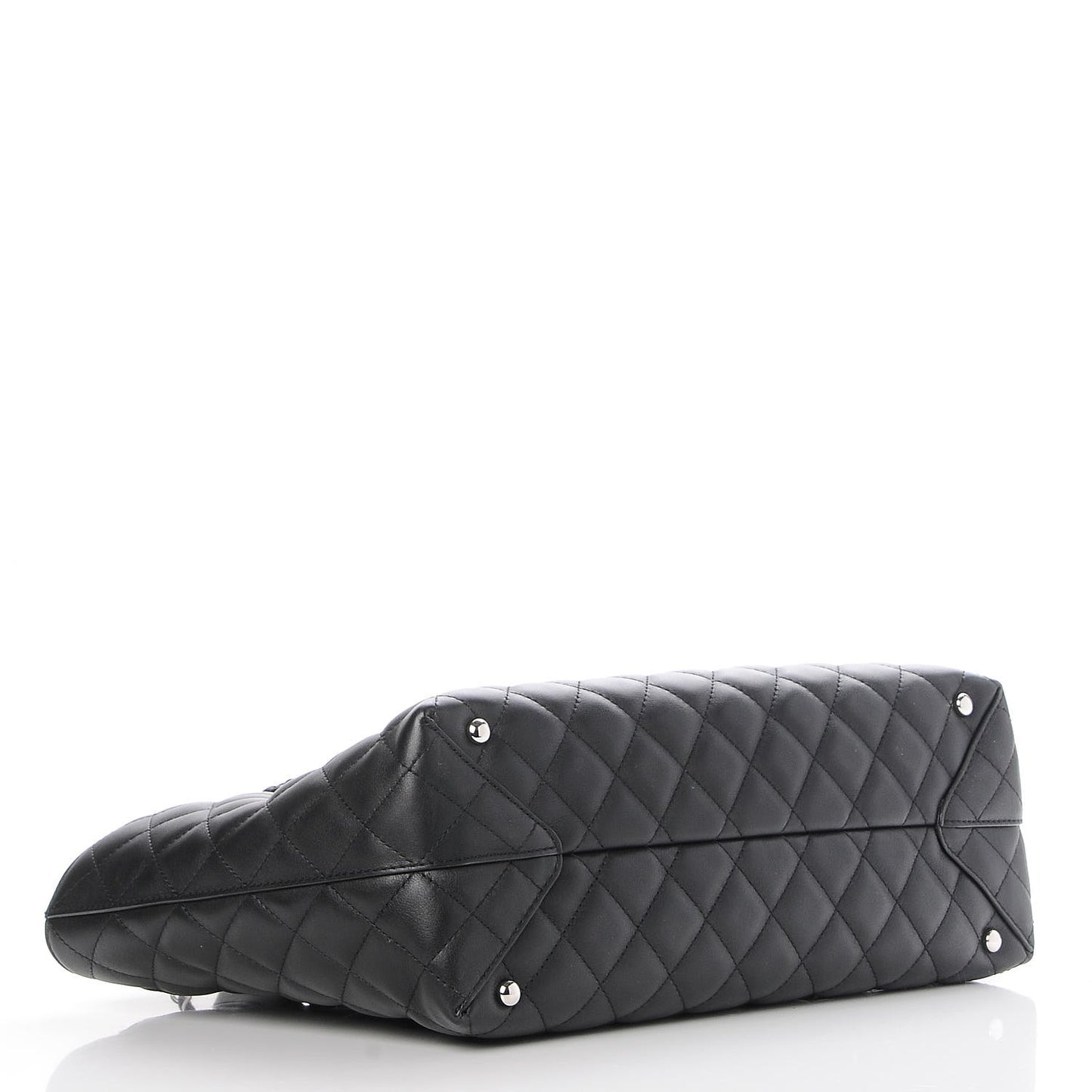 Calfskin Quilted Large Shopping Tote Black