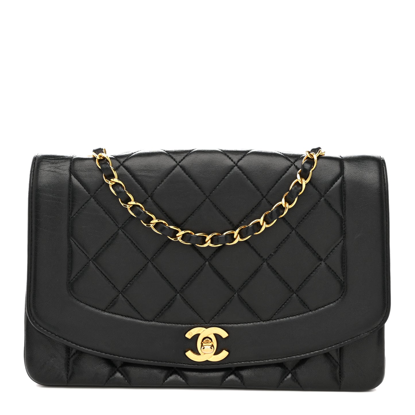Lambskin Quilted Medium Single Flap Black